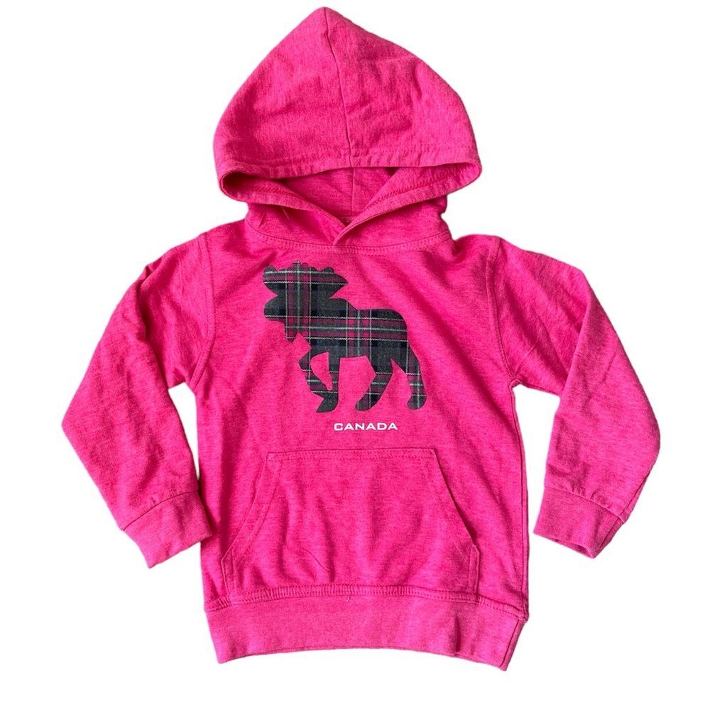 Girls pink hoodie sweatshirt with Canada moose print size 6